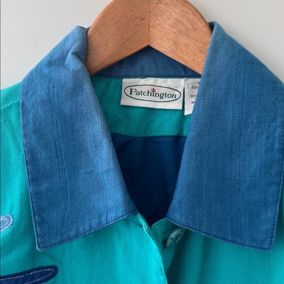 Vintage Patchington Palm Tree Blazer Womens Small Cityscape Jacket Y2K Cotton - Picture 7 of 13